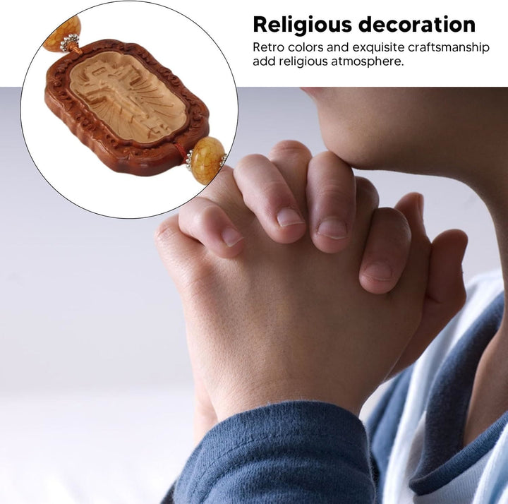 Christianartworkshop Klassischer Stil Buchsbaum-Kruzifix-Schild mit Quasten, zum Aufhängen im Auto-Rückspiegel - image 6