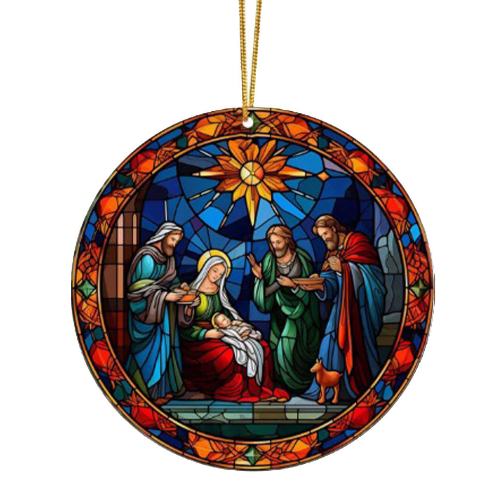 Christianartworkshop Buntglas-Stile Heilige Familie Weihnachten Bunte Ornamente D - image 5