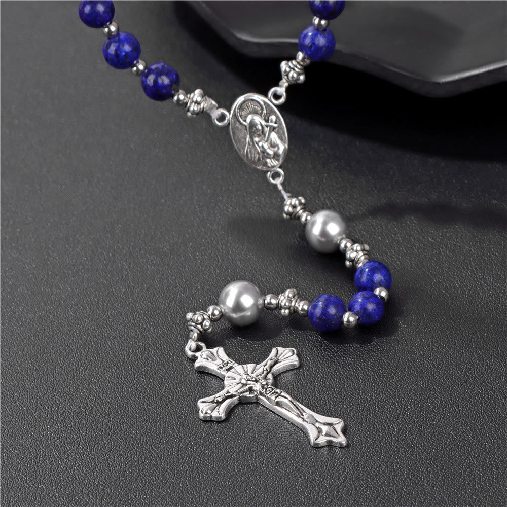 Rosenkranz mit Marienmedaille aus Naturstein und Perle von Christianartworkshop - image 3