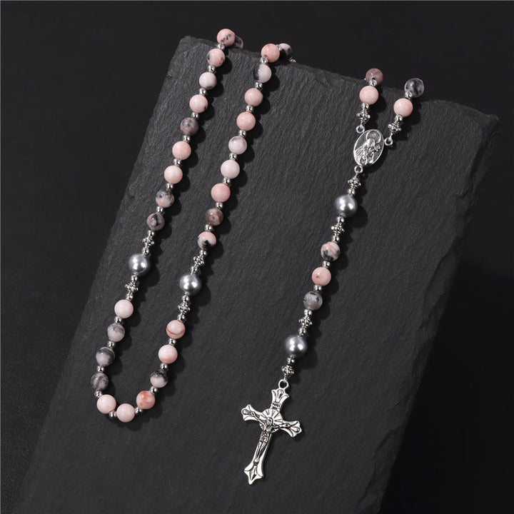 Rosenkranz mit Marienmedaille aus Naturstein und Perle von Christianartworkshop - image 7