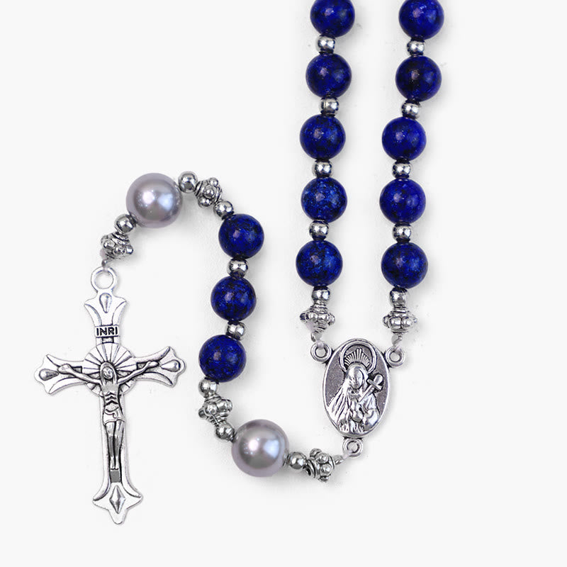 Rosenkranz mit Marienmedaille aus Naturstein und Perle von Christianartworkshop - image 4