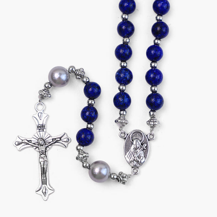 Rosenkranz mit Marienmedaille aus Naturstein und Perle von Christianartworkshop - image 4