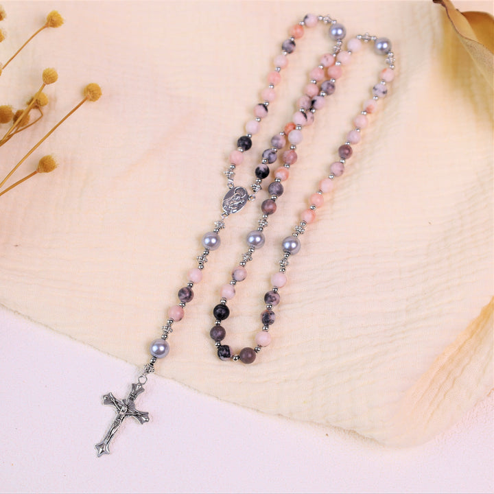 Rosenkranz mit Marienmedaille aus Naturstein und Perle von Christianartworkshop - image 6