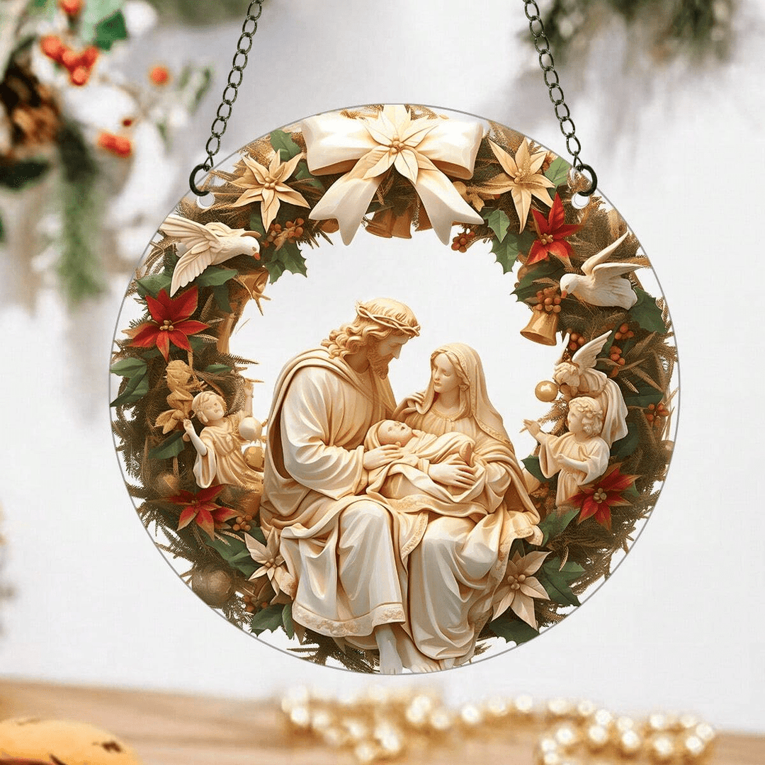 Christianartworkshop Skulpturaler Realismus-Stil Heilige Familie Weihnachtsparasit Hängende Ornamente - Stil 1 - image 0