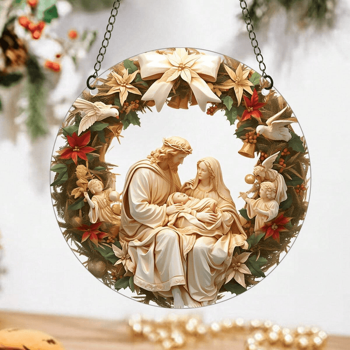Christianartworkshop Skulpturaler Realismus-Stil Heilige Familie Weihnachtsparasit Hängende Ornamente - Stil 1 - image 0