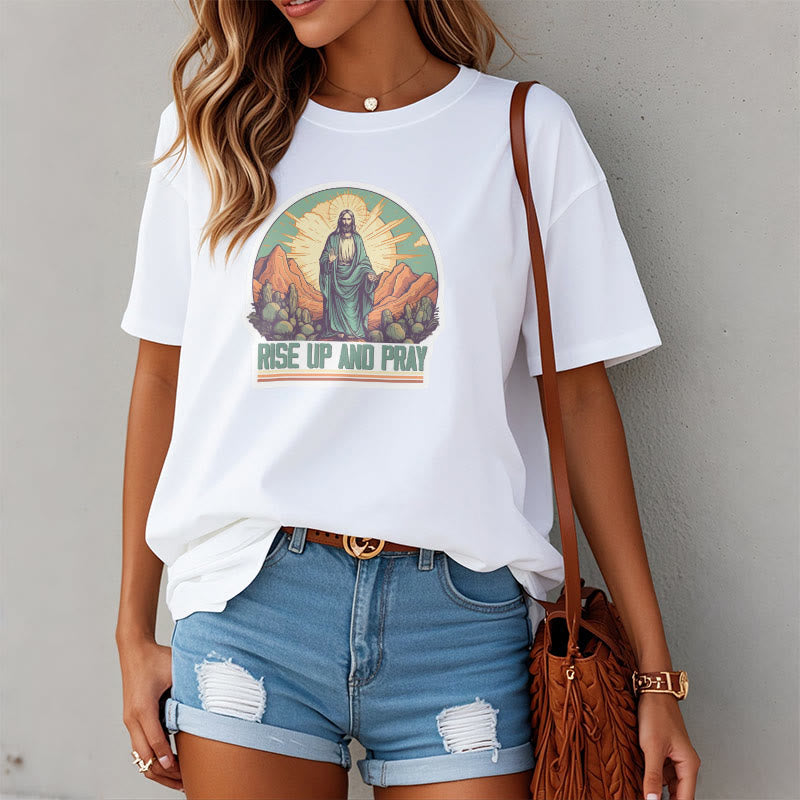 Christianartworkshop Klassisches T-Shirt mit Aufschrift „Rise Up and Pray“, kurzärmelig - image 2