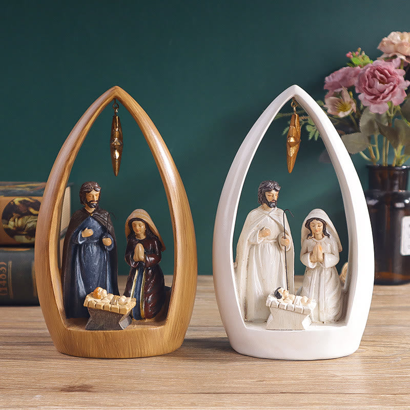 Christianartworkshop Weihnachtskrippe aus Kunstharz im raffinierten Stil, Desktop-Dekoration - Braun - image 1