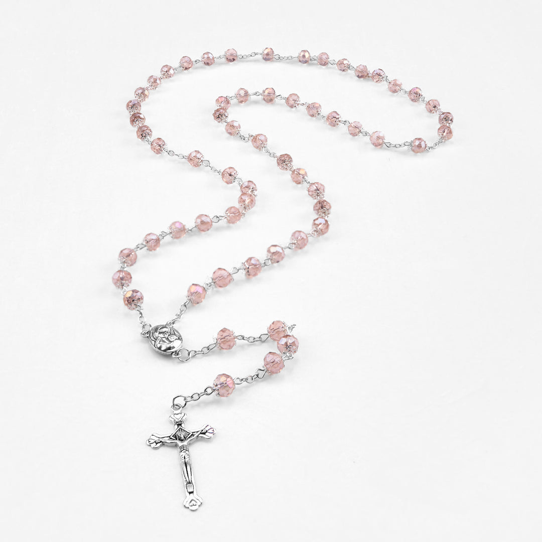 Christianartworkshop Rosenkranz mit Madonna und Kind und Kruzifix aus 6 mm Polyeder, mehrfarbige Kristalllegierung - image 14