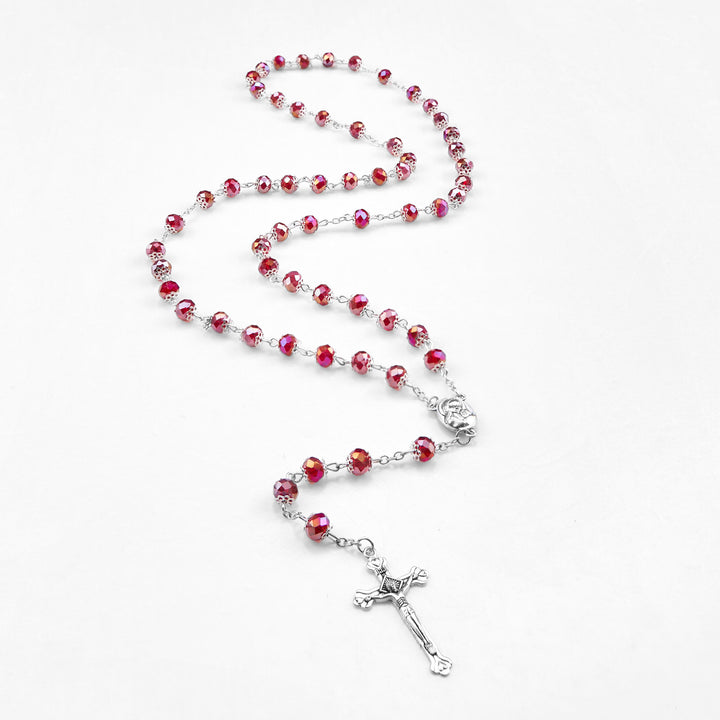 Christianartworkshop Rosenkranz mit Madonna und Kind und Kruzifix aus 6 mm Polyeder, mehrfarbige Kristalllegierung - image 12