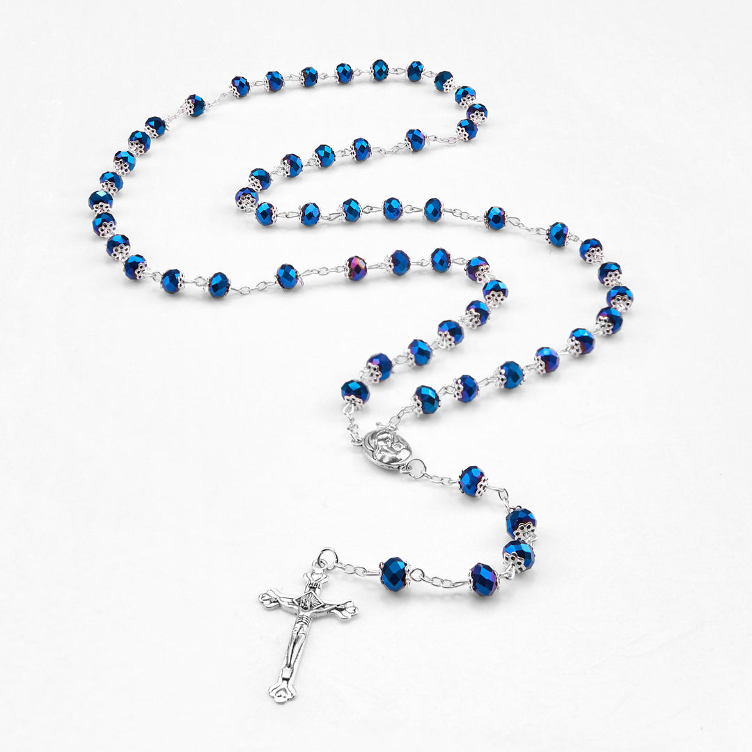 Christianartworkshop Rosenkranz mit Madonna und Kind und Kruzifix aus 6 mm Polyeder, mehrfarbige Kristalllegierung - image 13
