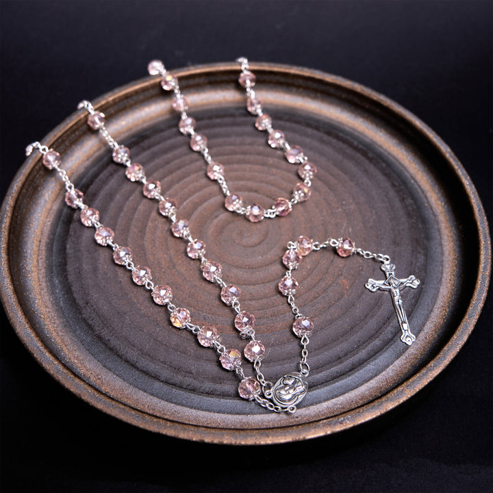 Christianartworkshop Rosenkranz mit Madonna und Kind und Kruzifix aus 6 mm Polyeder, mehrfarbige Kristalllegierung - image 11
