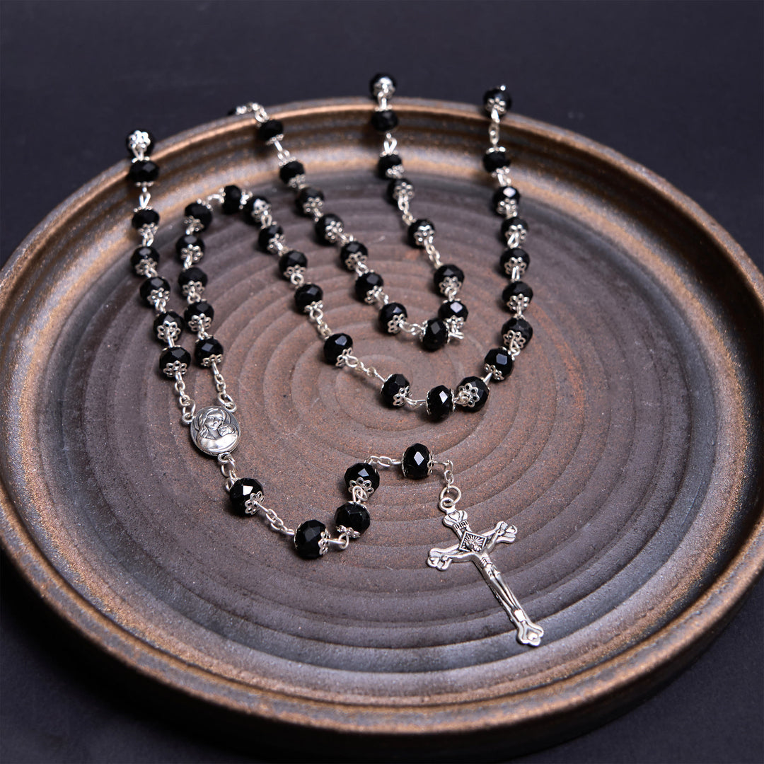 Christianartworkshop Rosenkranz mit Madonna und Kind und Kruzifix aus 6 mm Polyeder, mehrfarbige Kristalllegierung - image 9