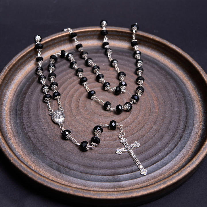 Christianartworkshop Rosenkranz mit Madonna und Kind und Kruzifix aus 6 mm Polyeder, mehrfarbige Kristalllegierung - image 9