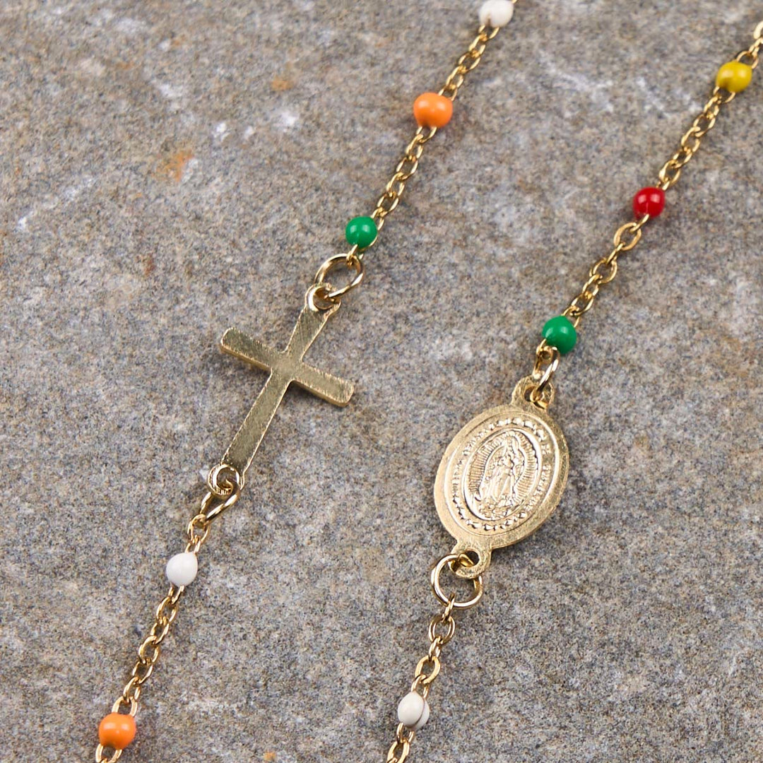 Christianartworkshop Halskette im frischen, eleganten Stil, farbenfrohe Schlüsselbeinkette mit Kreuz und 5 Medaillenoptionen - Unsere Liebe Frau von Guadalupe - image 10