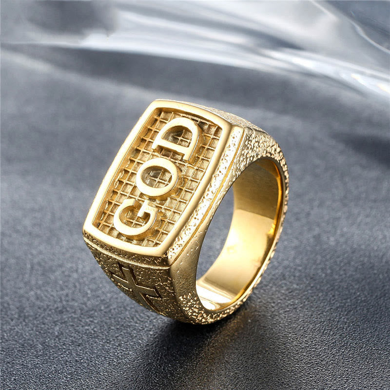Christianartworkshop Retro-Ring im schweren Stil mit dem Muster „GOD Divine Devotion“ aus Legierung (3 Farben) - Golden - US13 - image 3