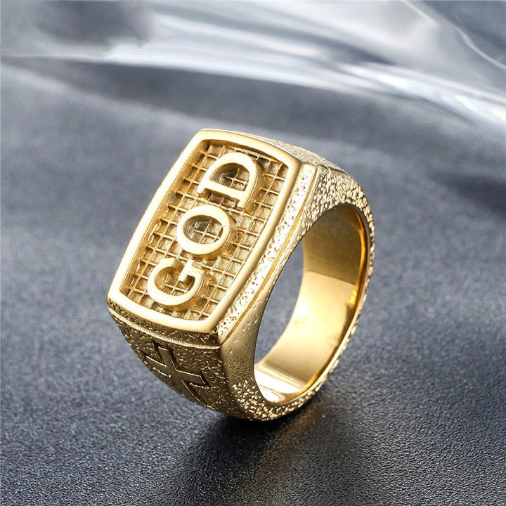 Christianartworkshop Retro-Ring im schweren Stil mit dem Muster „GOD Divine Devotion“ aus Legierung (3 Farben) - Golden - US13 - image 3