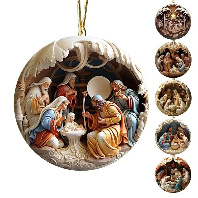 Christianartworkshop Weihnachtskrippe Flugzeug-Ornamente: Die Geburt Jesu, hängende Dekoration (6 Optionen) - image 11