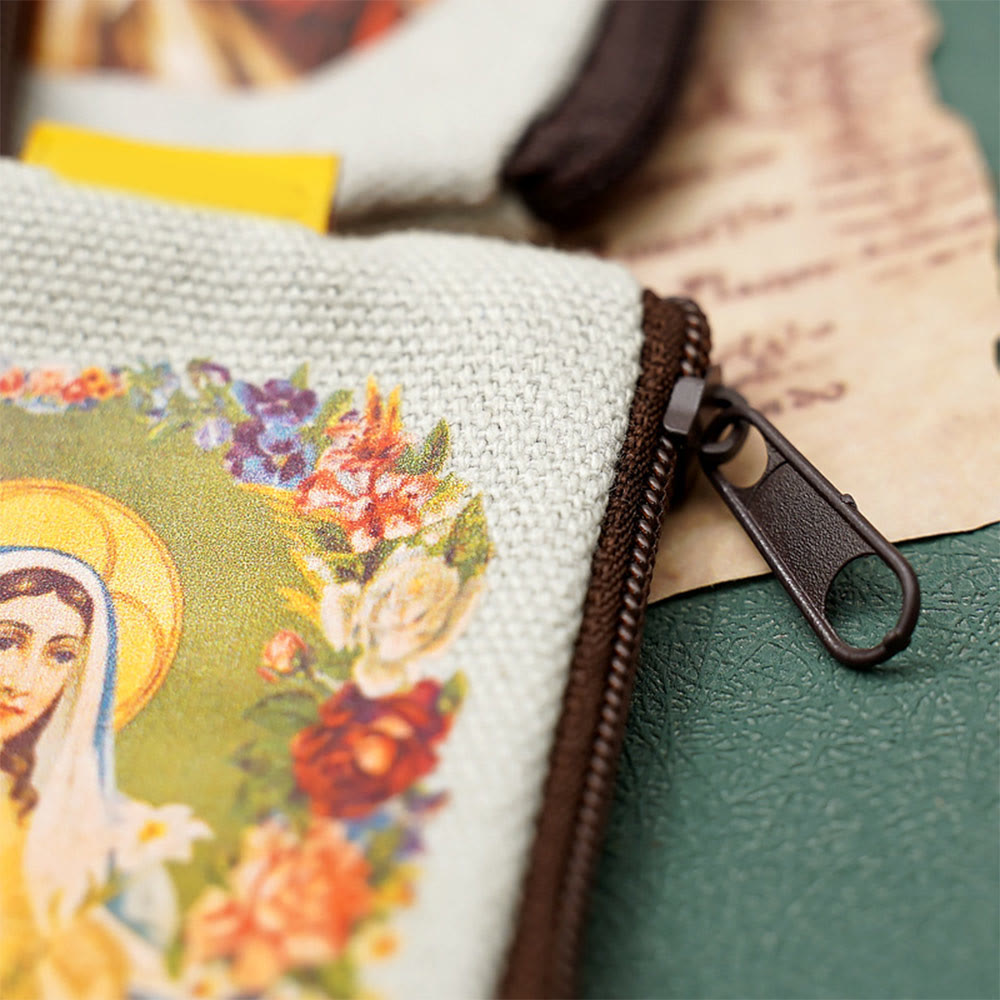 Christianartworkshop Schmuckbeutel im Retro-Klassiker-Stil mit Jesus und Unsere Liebe Frau, bunte Heilige Ikone, Aufbewahrungstasche - image 14