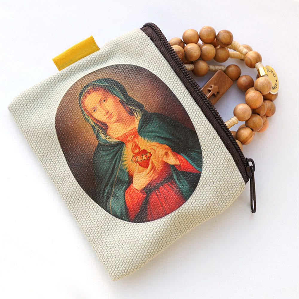 Christianartworkshop Schmuckbeutel im Retro-Klassiker-Stil mit Jesus und Unsere Liebe Frau, bunte Heilige Ikone, Aufbewahrungstasche - Stil A - image 2