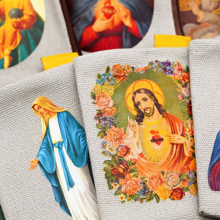 Christianartworkshop Schmuckbeutel im Retro-Klassiker-Stil mit Jesus und Unsere Liebe Frau, bunte Heilige Ikone, Aufbewahrungstasche - image 12