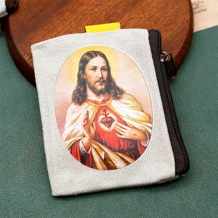 Christianartworkshop Schmuckbeutel im Retro-Klassiker-Stil mit Jesus und Unsere Liebe Frau, bunte Heilige Ikone, Aufbewahrungstasche - Stil B - image 4