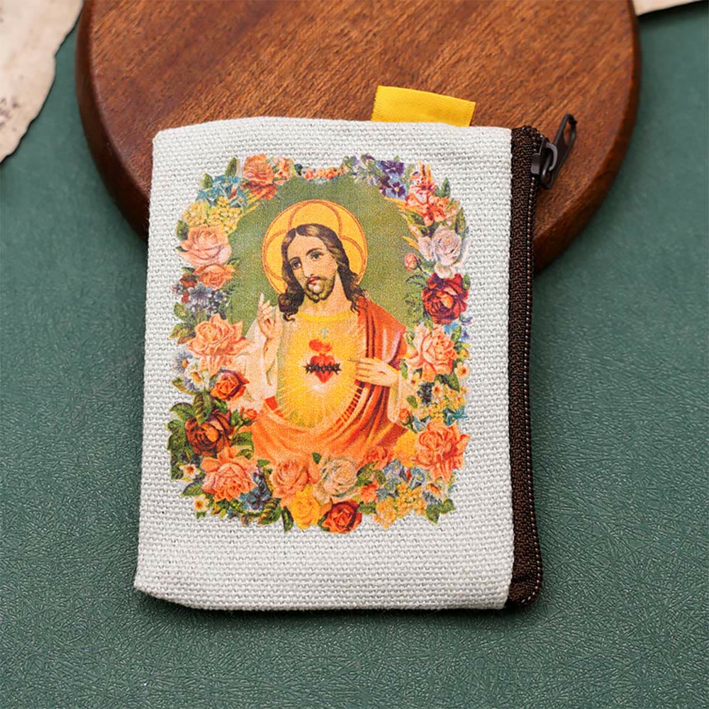 Christianartworkshop Schmuckbeutel im Retro-Klassiker-Stil mit Jesus und Unsere Liebe Frau, bunte Heilige Ikone, Aufbewahrungstasche - Stil H - image 10