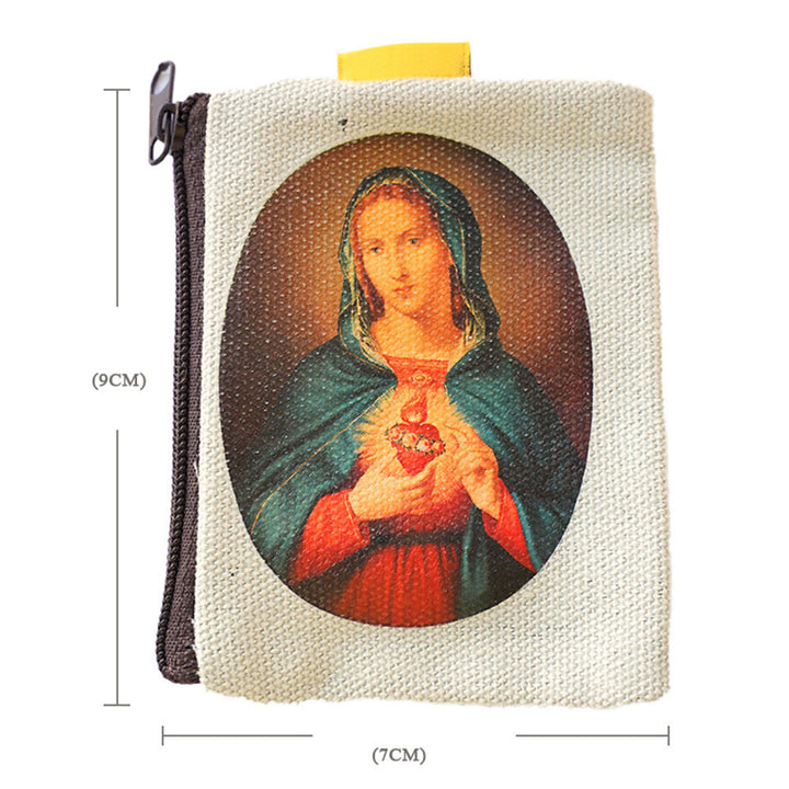 Christianartworkshop Schmuckbeutel im Retro-Klassiker-Stil mit Jesus und Unsere Liebe Frau, bunte Heilige Ikone, Aufbewahrungstasche - image 15
