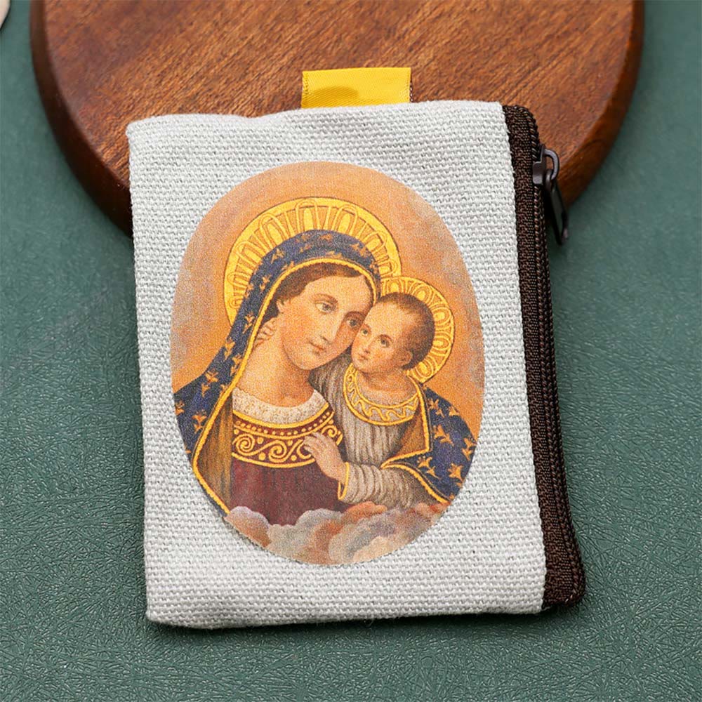 Christianartworkshop Schmuckbeutel im Retro-Klassiker-Stil mit Jesus und Unsere Liebe Frau, bunte Heilige Ikone, Aufbewahrungstasche - Stil C - image 5