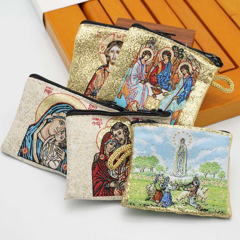 Christianartworkshop Schmuckbeutel aus Baumwolle im Retro-Klassiker-Stil mit Heiliger Ikone, doppelseitiges Muster - Alle (13 Beutel) - image 1