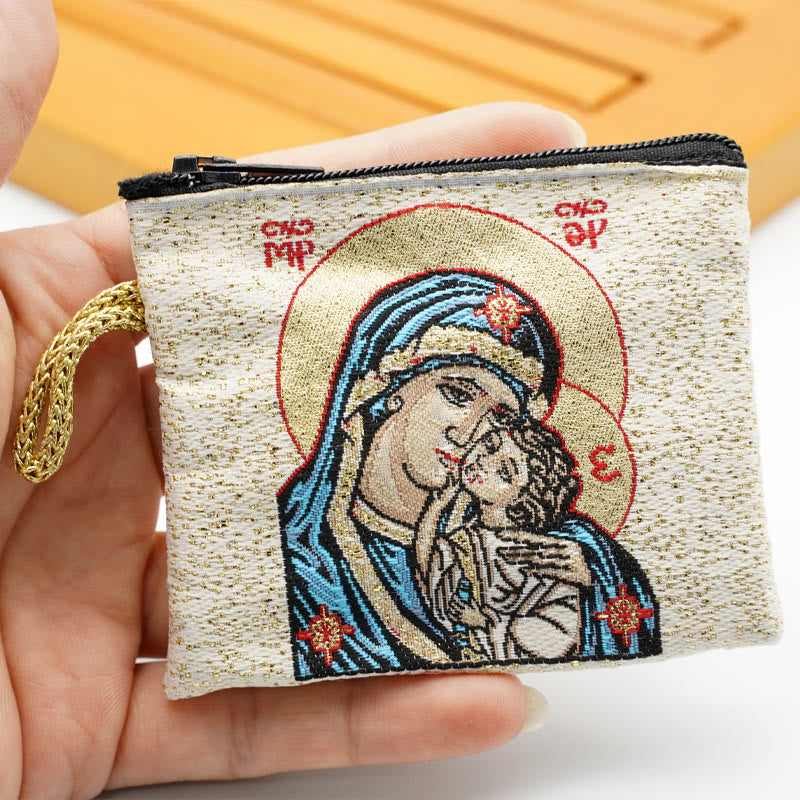 Christianartworkshop Schmuckbeutel aus Baumwolle im Retro-Klassiker-Stil mit Heiliger Ikone, doppelseitiges Muster - Stil B - image 5