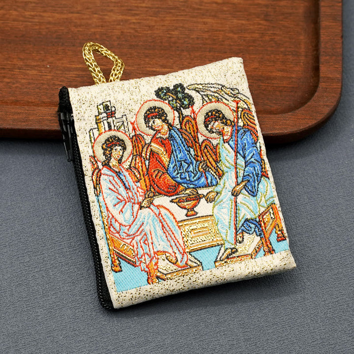 Christianartworkshop Schmuckbeutel aus Baumwolle im Retro-Klassiker-Stil mit Heiliger Ikone, doppelseitiges Muster - Stil A - image 4