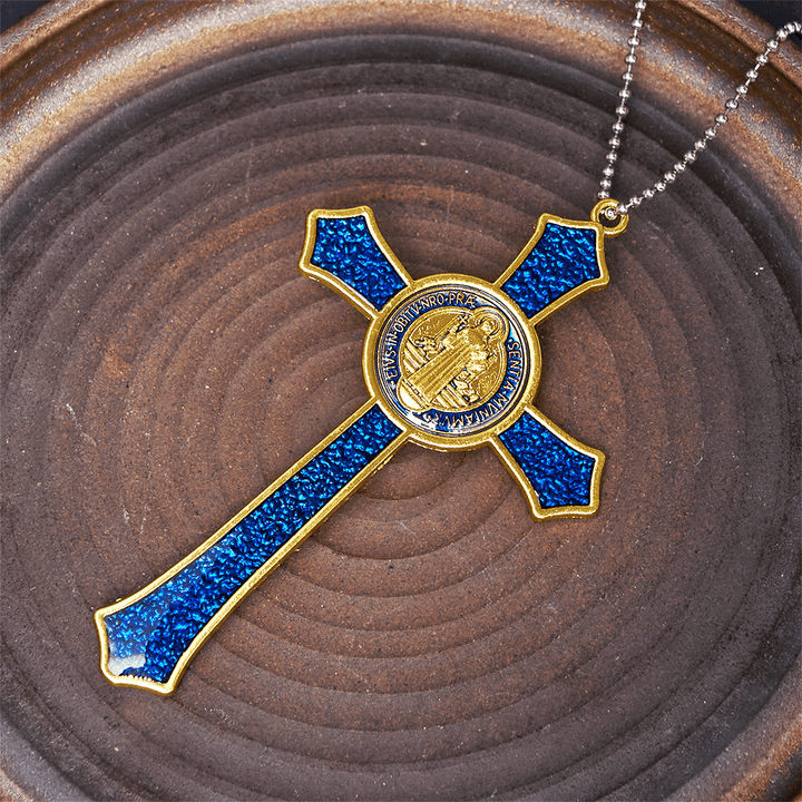 Christianartworkshop Halskette mit großem Kruzifix-Anhänger im klassischen Stil in Rot/Blau (5 Farben) - image 2