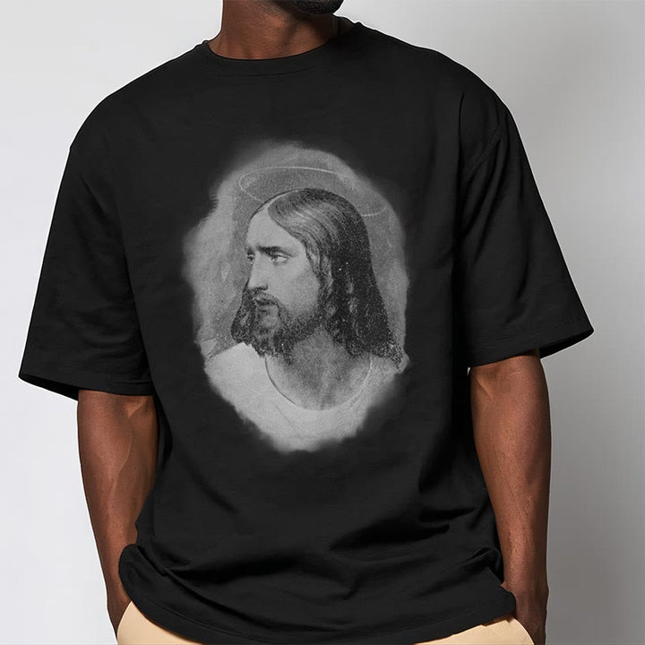 Christianartworkshop T-Shirt im Retro-Stil „Halo Jesus“, kurzärmlig, gewaschen