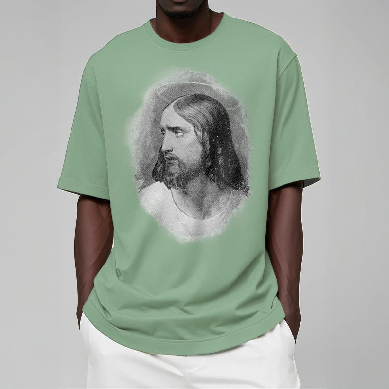 Christianartworkshop T-Shirt im Retro-Stil „Halo Jesus“, kurzärmlig, gewaschen