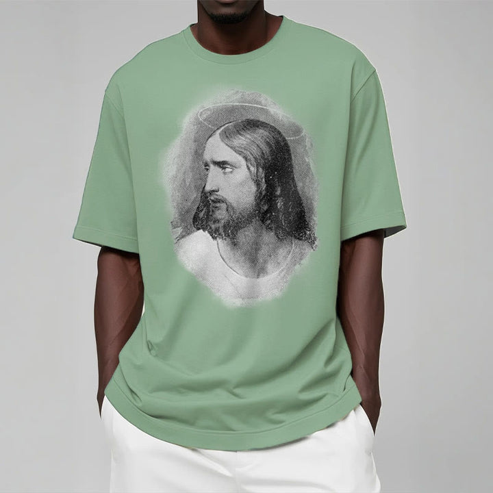 Christianartworkshop T-Shirt im Retro-Stil „Halo Jesus“, kurzärmlig, gewaschen