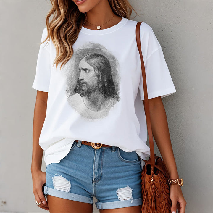 Christianartworkshop T-Shirt im Retro-Stil „Halo Jesus“, kurzärmlig, gewaschen