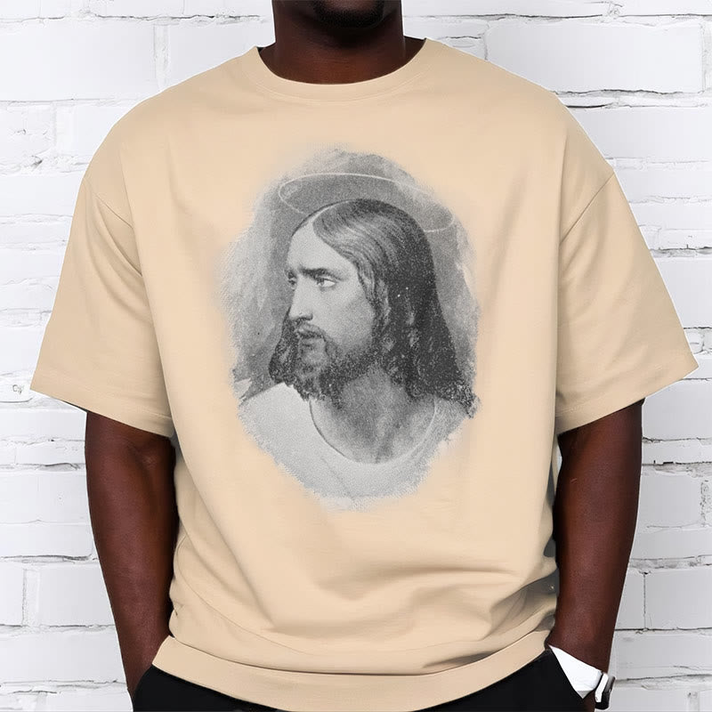 Christianartworkshop T-Shirt im Retro-Stil „Halo Jesus“, kurzärmlig, gewaschen