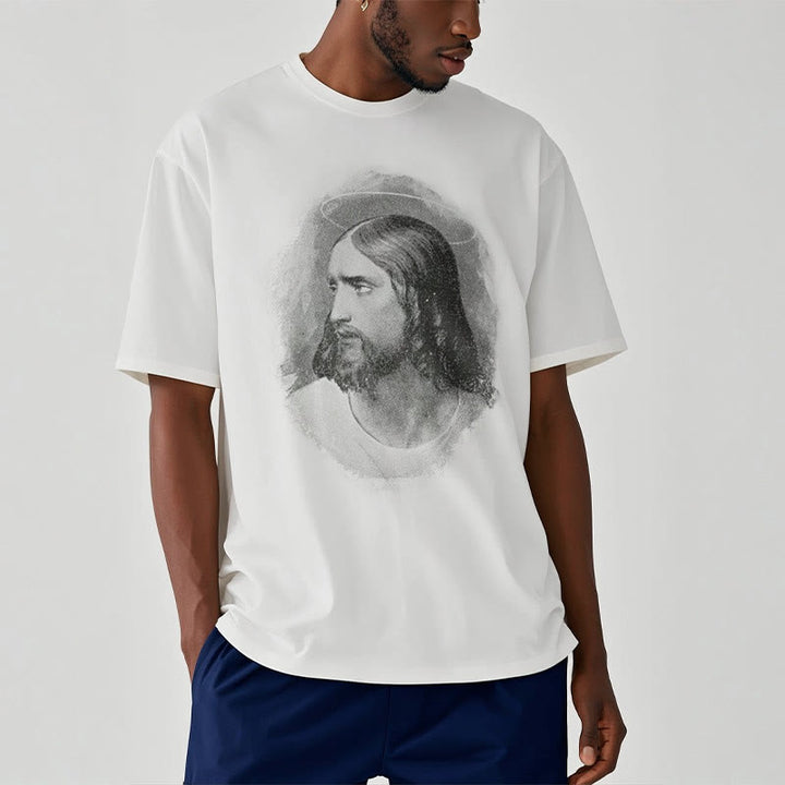 Christianartworkshop T-Shirt im Retro-Stil „Halo Jesus“, kurzärmlig, gewaschen