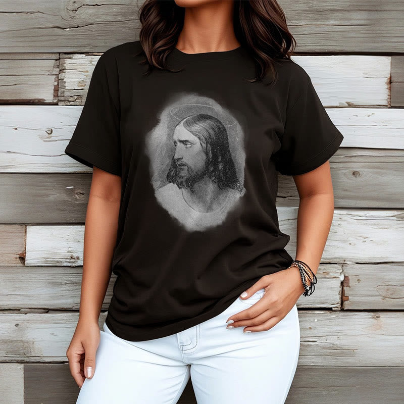 Christianartworkshop T-Shirt im Retro-Stil „Halo Jesus“, kurzärmlig, gewaschen
