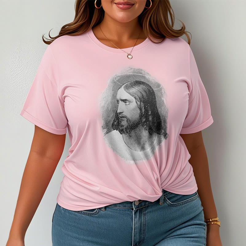 Christianartworkshop T-Shirt im Retro-Stil „Halo Jesus“, kurzärmlig, gewaschen