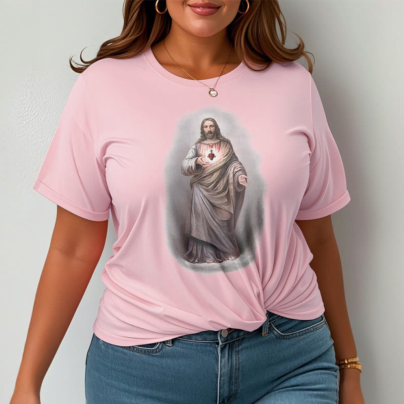 Christianartworkshop T-Shirt im Retro-Stil mit Herz-Jesu-Motiv, kurzärmlig, gewaschen