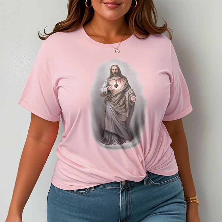 Christianartworkshop T-Shirt im Retro-Stil mit Herz-Jesu-Motiv, kurzärmlig, gewaschen