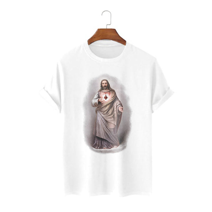 Christianartworkshop T-Shirt im Retro-Stil mit Herz-Jesu-Motiv, kurzärmlig, gewaschen