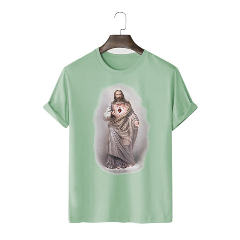 Christianartworkshop T-Shirt im Retro-Stil mit Herz-Jesu-Motiv, kurzärmlig, gewaschen