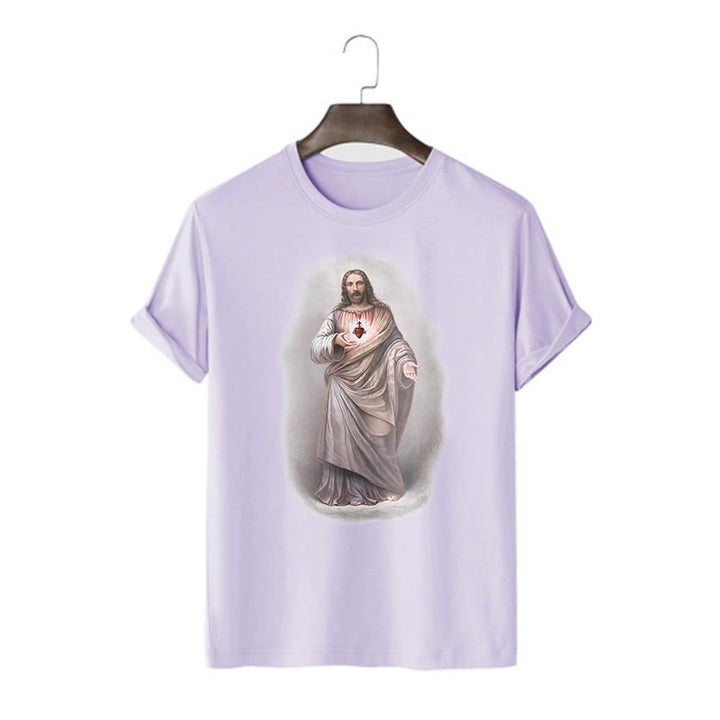 Christianartworkshop T-Shirt im Retro-Stil mit Herz-Jesu-Motiv, kurzärmlig, gewaschen