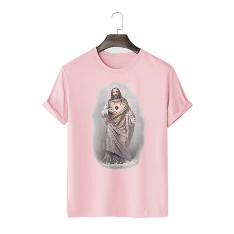 Christianartworkshop T-Shirt im Retro-Stil mit Herz-Jesu-Motiv, kurzärmlig, gewaschen