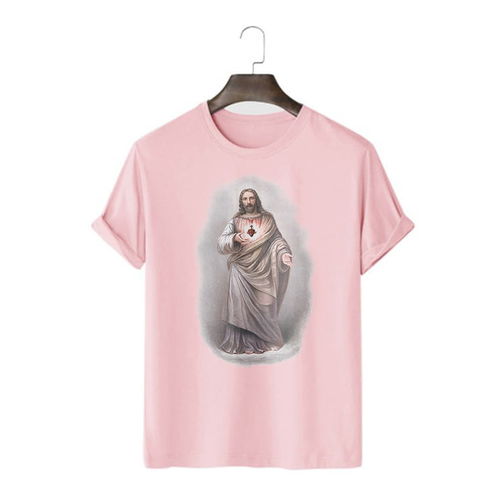 Christianartworkshop T-Shirt im Retro-Stil mit Herz-Jesu-Motiv, kurzärmlig, gewaschen