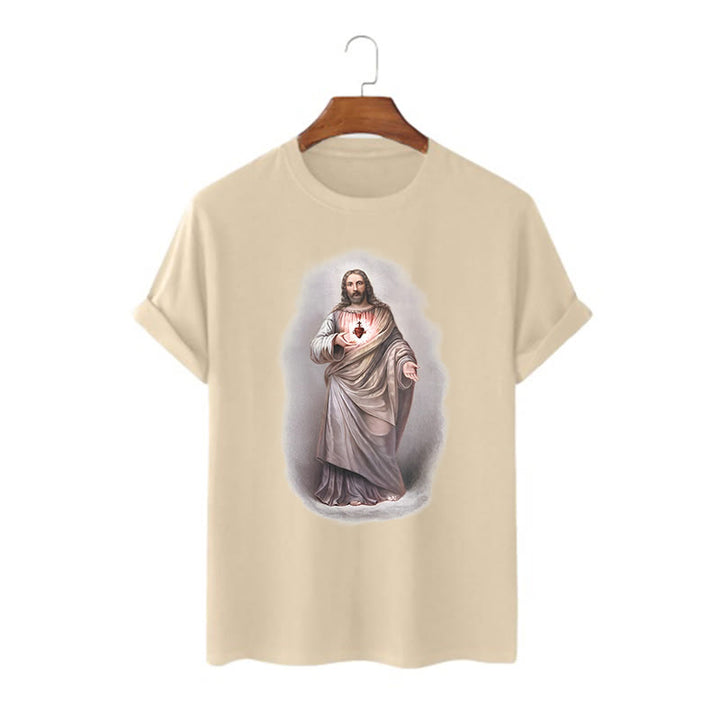 Christianartworkshop T-Shirt im Retro-Stil mit Herz-Jesu-Motiv, kurzärmlig, gewaschen