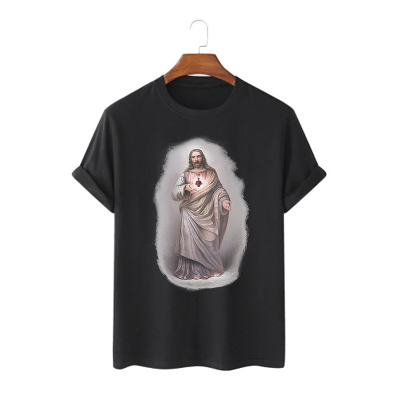 Christianartworkshop T-Shirt im Retro-Stil mit Herz-Jesu-Motiv, kurzärmlig, gewaschen