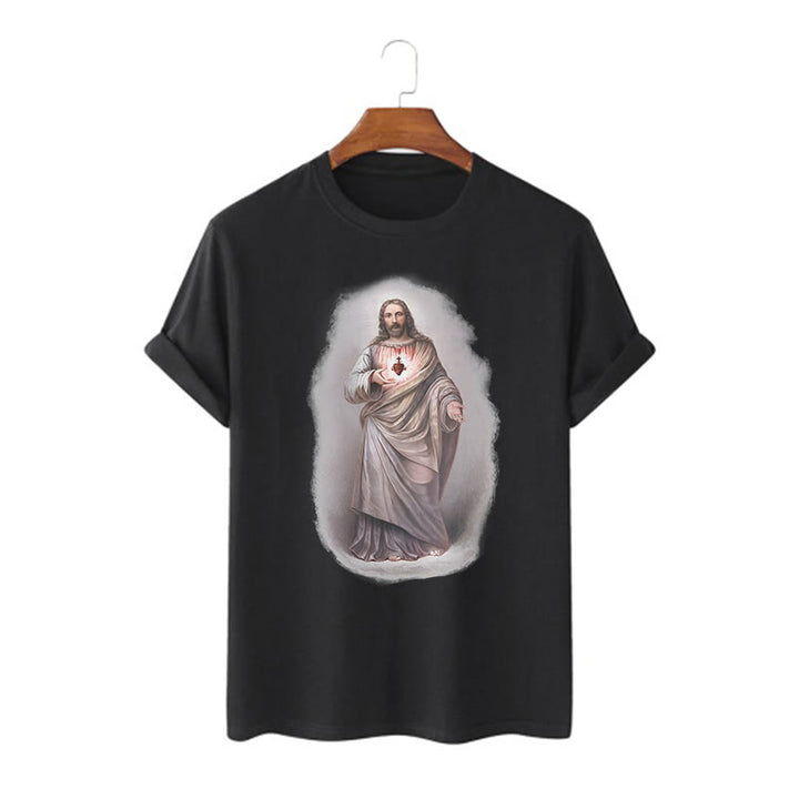 Christianartworkshop T-Shirt im Retro-Stil mit Herz-Jesu-Motiv, kurzärmlig, gewaschen